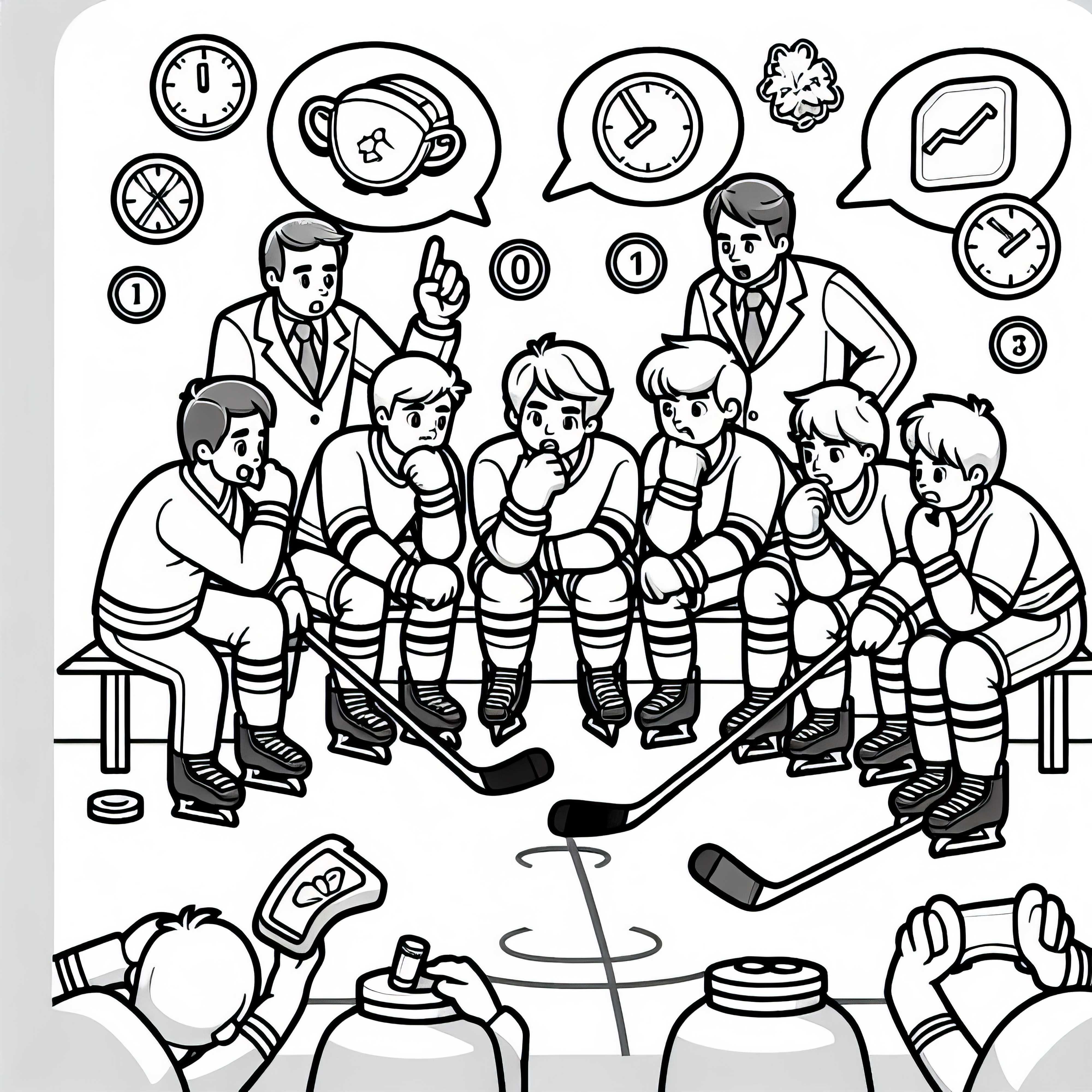 Ishockeyhold planlægger taktik under timeout - Maleblanc gratis