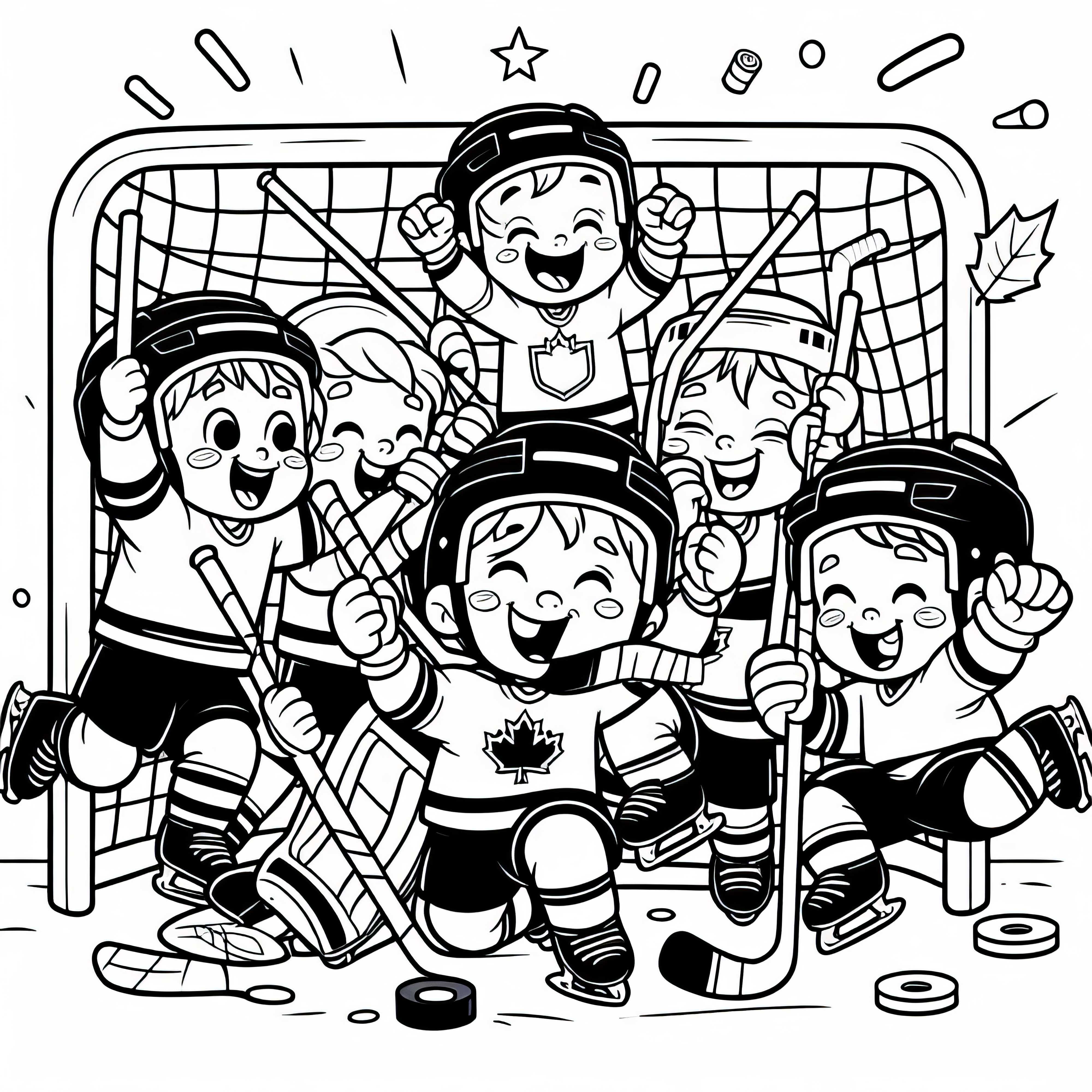Ishockeylag firar efter mål – gratis målarbild