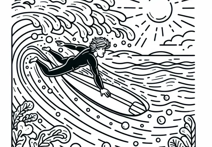 Surfer Malvorlage gratis herunterladen