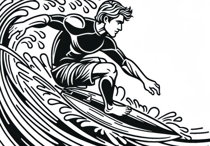Desenho de surfista para colorir grátis Desenho para colorir de surfista gratuito
