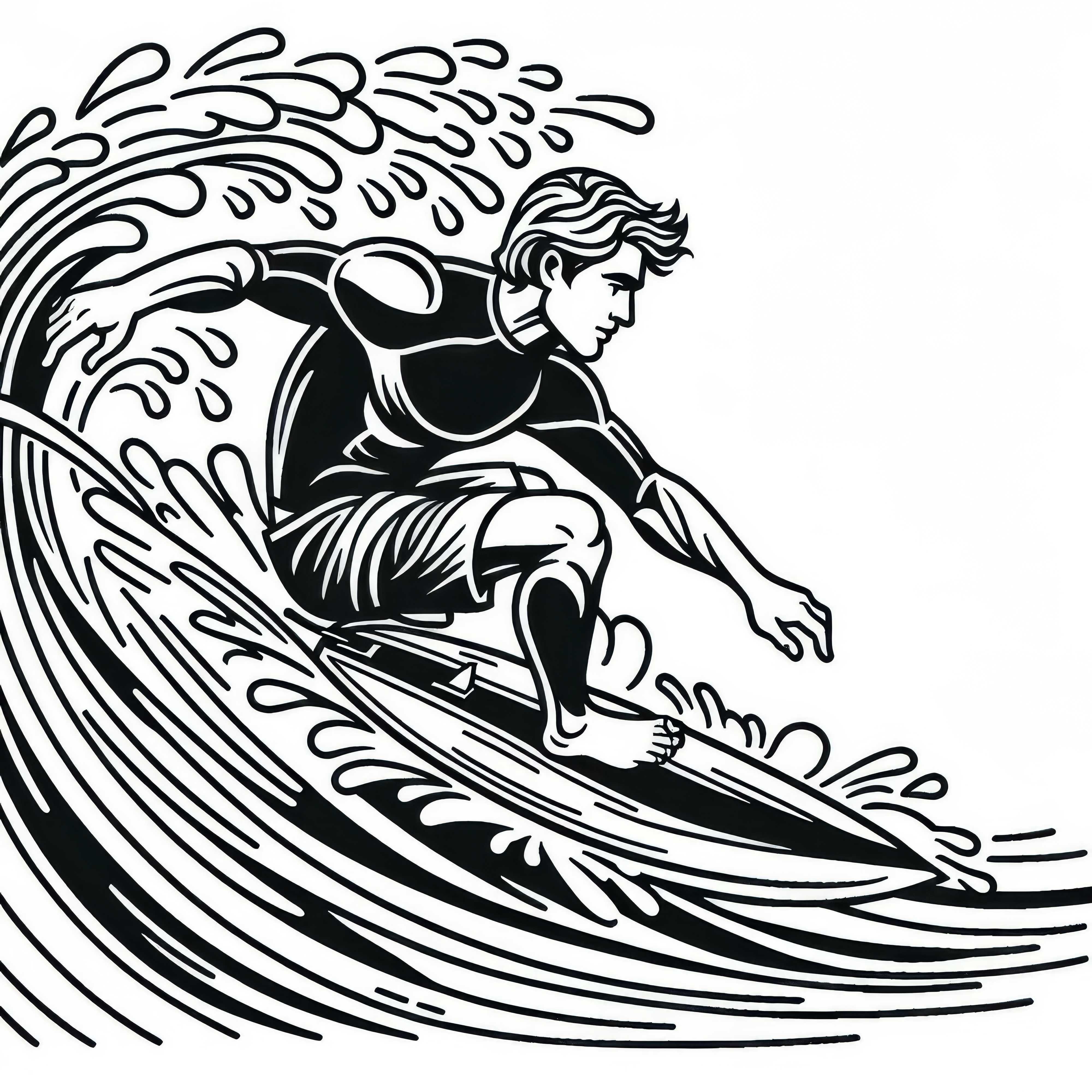 Desenho para colorir de surfista grátis