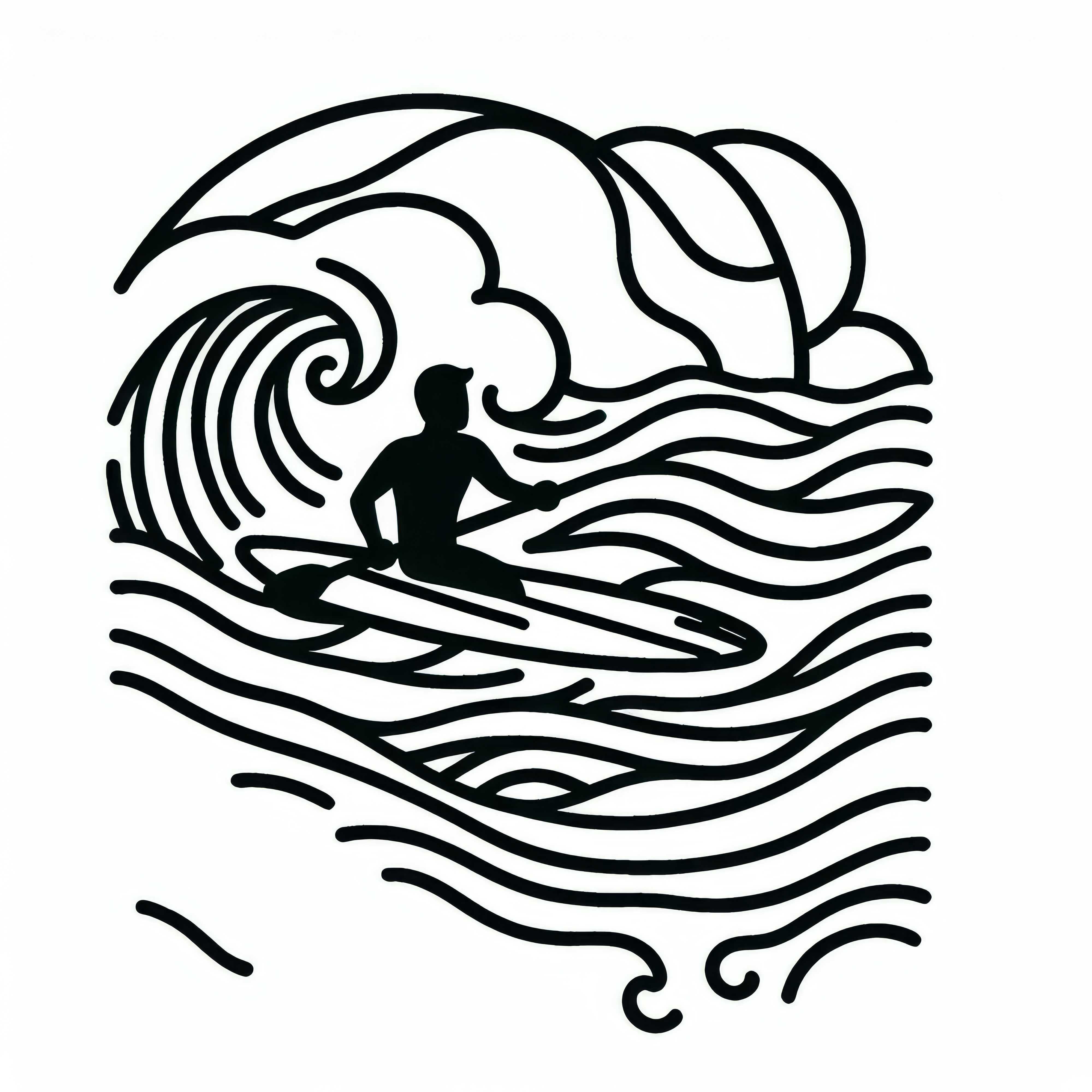 Surfista remando - Desenho para colorir grátis
