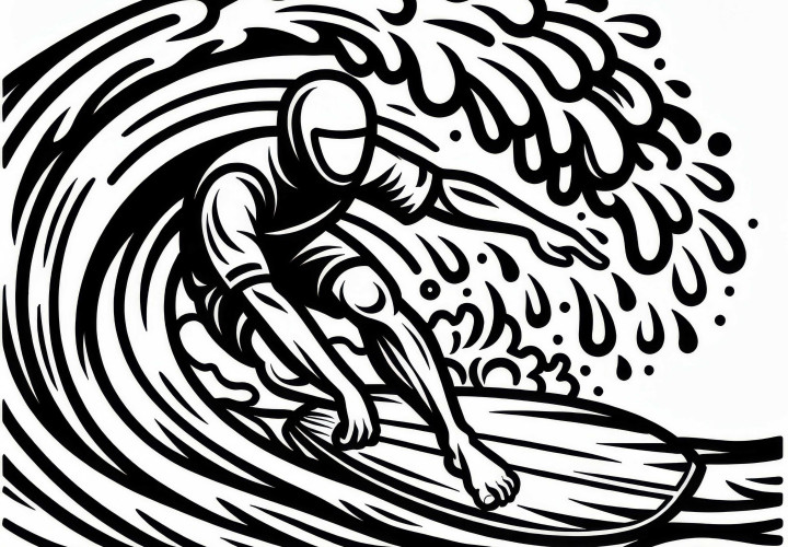 Surfista surfando – Desenho para colorir grátis Surfista surfando - Modelo de color grátis