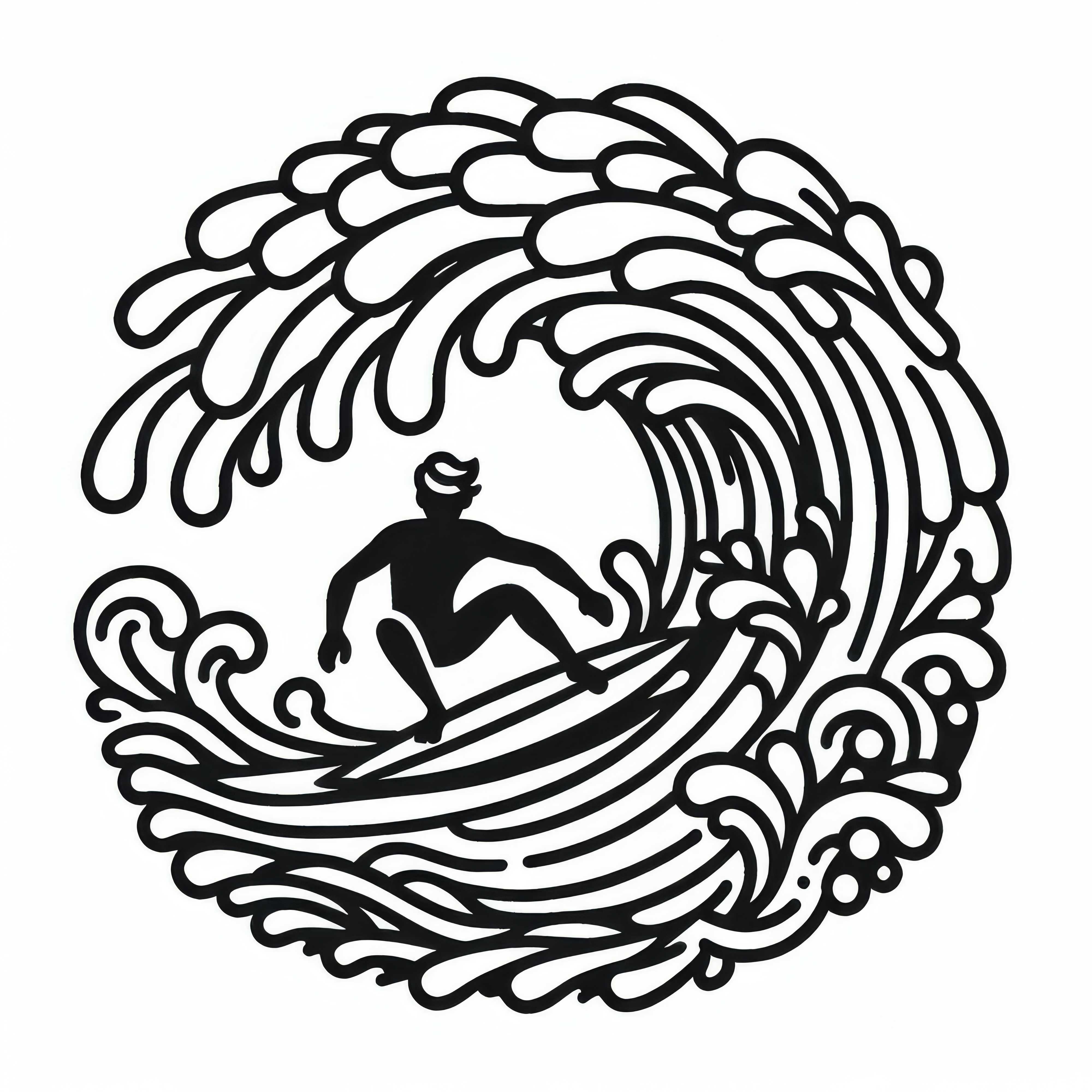 Grande onda quebra com surfista no meio - Desenho para colorir grátis