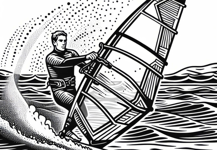 Desenho para colorir de windsurf grátis