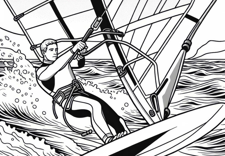 Desenho para colorir de windsurf gratuito Desenho para colorir de windsurf grátis