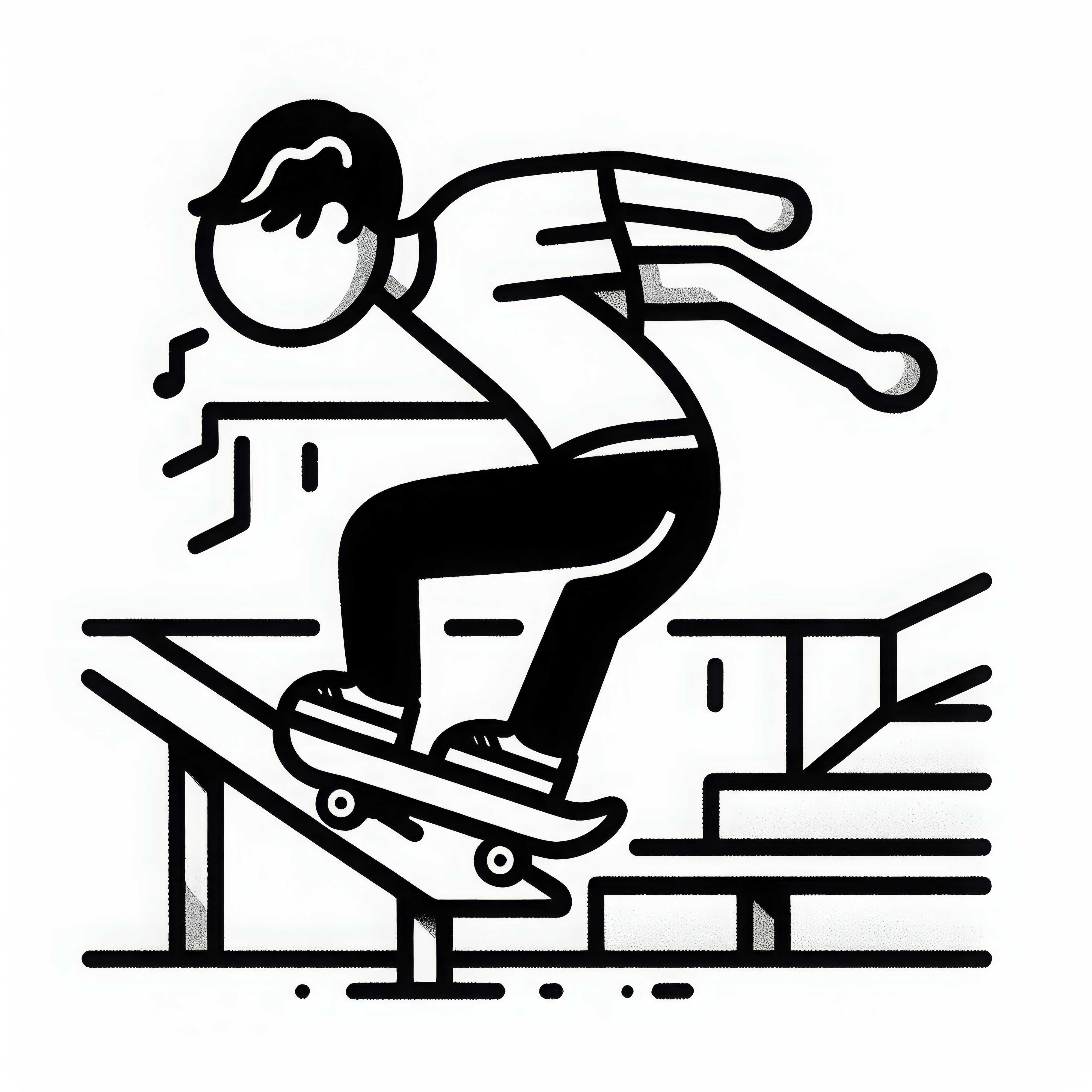 Skater grindede med boardet på gelænderstangen i skateparken - Malebillede enkelt gratis