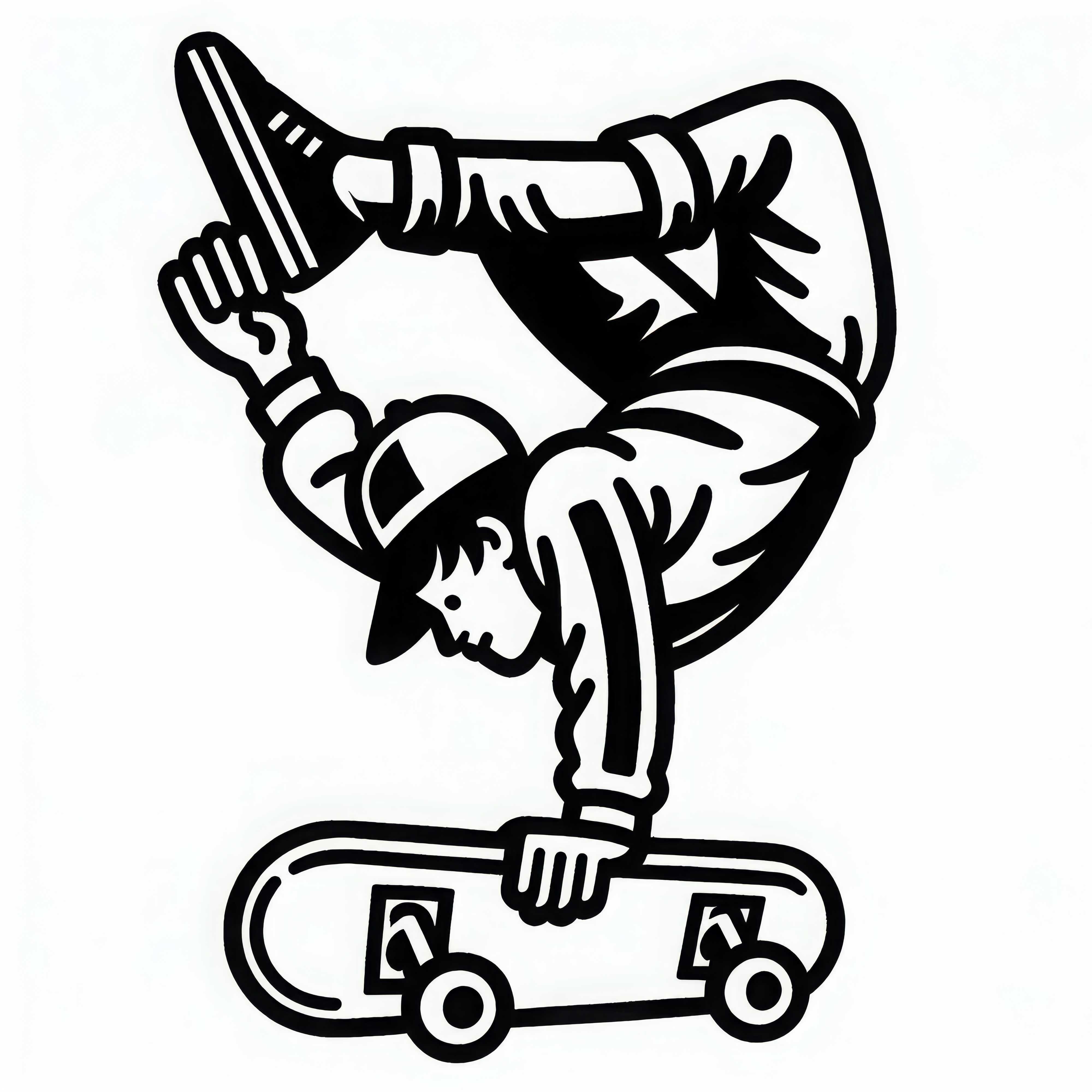 Pemain skate berlatih handstand di papan – Gambar untuk diwarnai gratis Pemain skate berlatih handstand di papan - Gambar untuk diwarnai gratis
