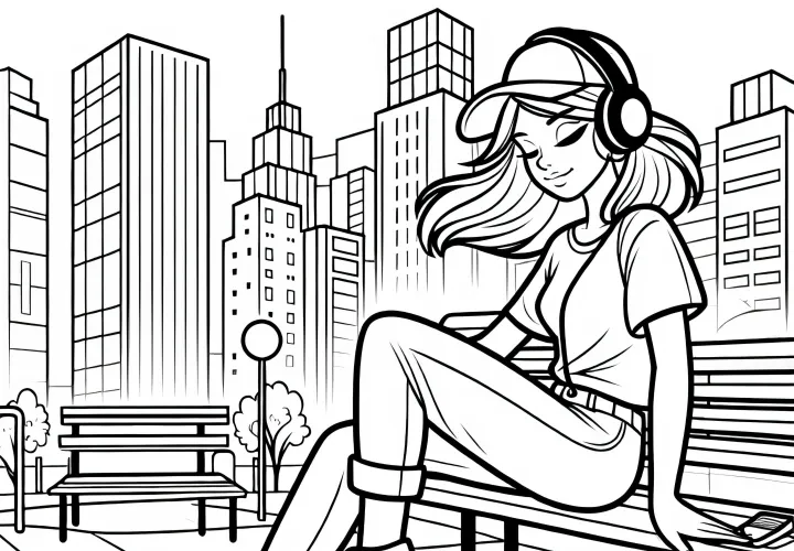 Раскраска для скейтерши бесплатно