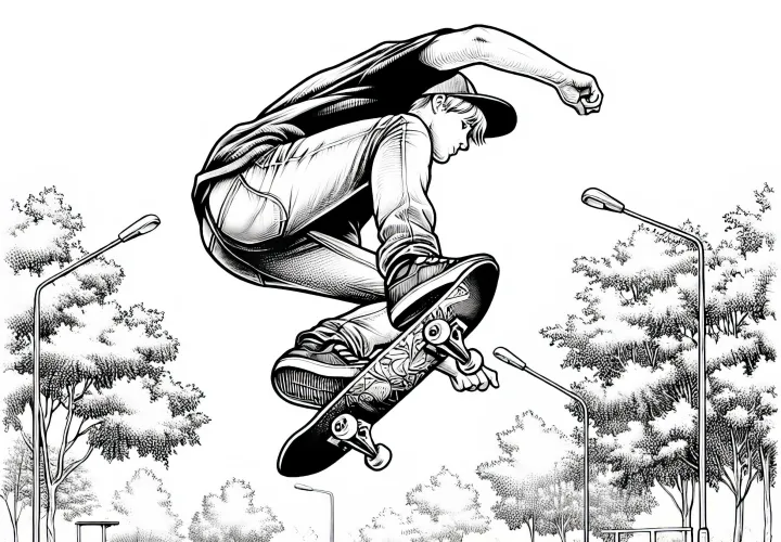 Раскраска скейтбординга – детализированная и бесплатная