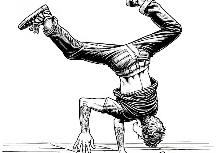 Penggantung skater berlatih handstand di papan - Gambar mewarnai yang detail dan gratis Penskate berlatih berdiri di tangan di papan – Template mewarnai yang detail gratis