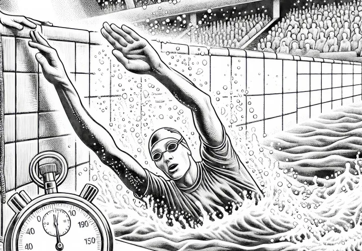Swimmer reaches the pool wall – Free and detailed coloring page