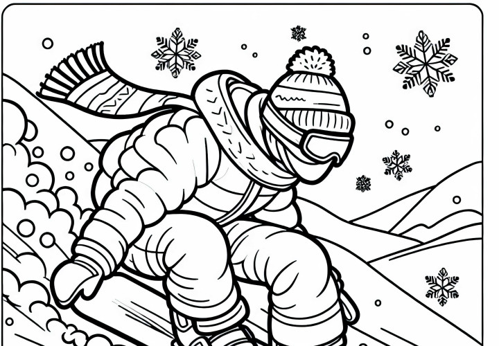 Coloriage de snowboarder gratuit