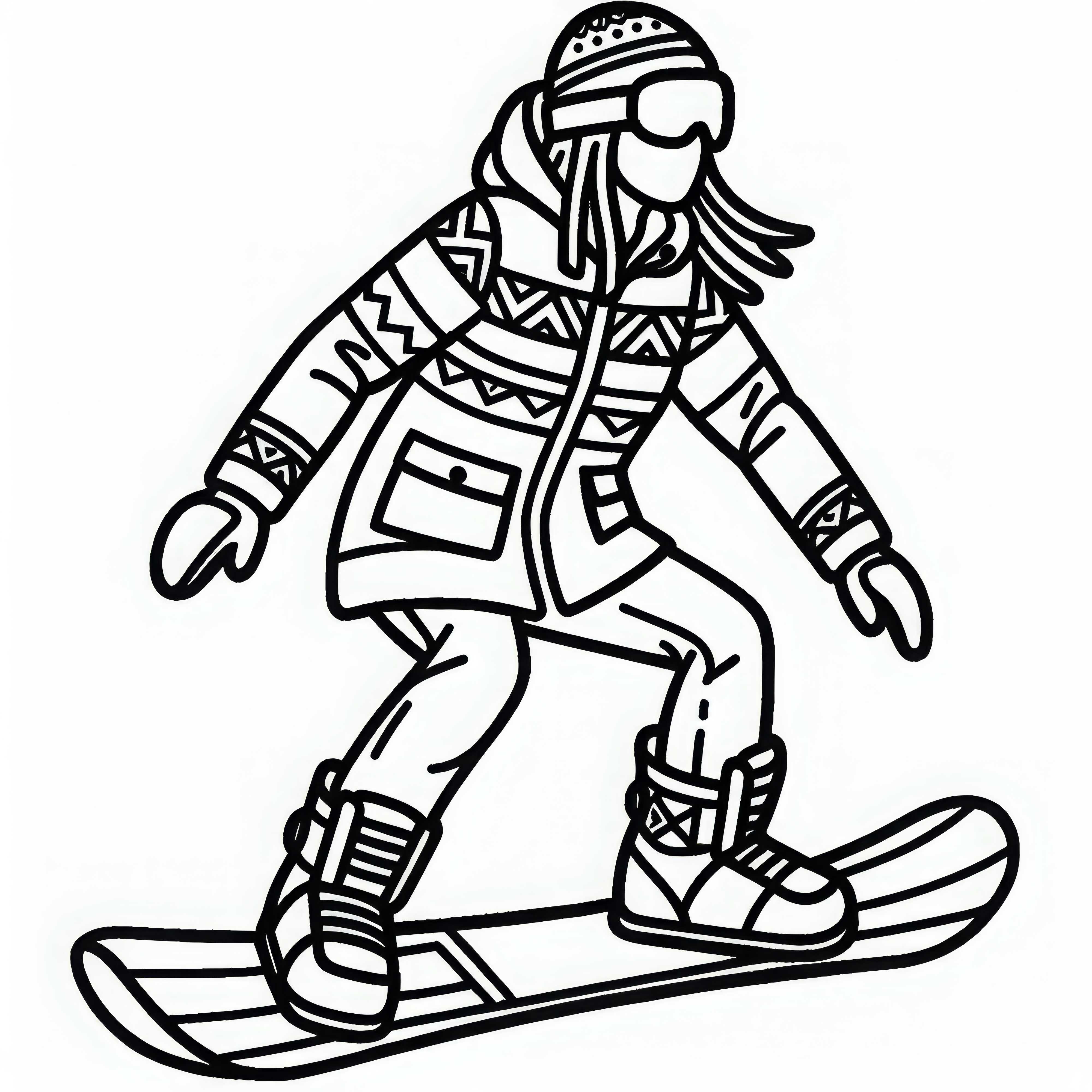 Modèle de colorier de snowboardeuse gratuit à télécharger