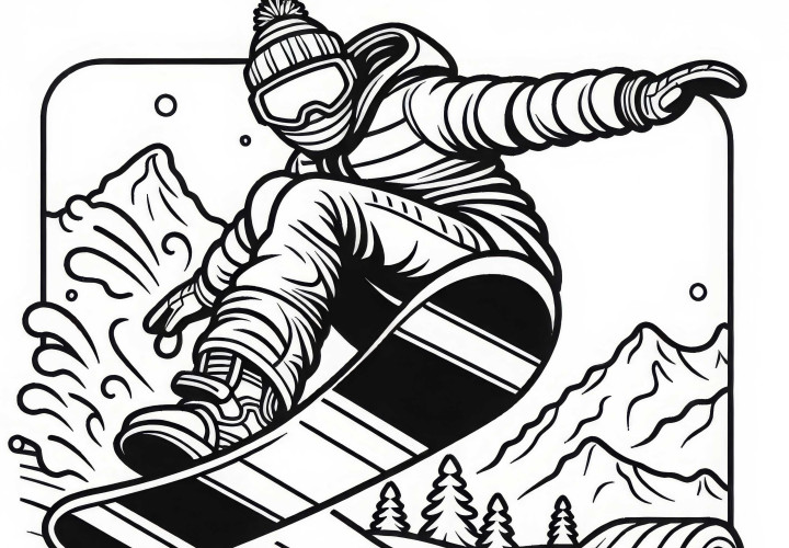Modèle de coloriage de snowboarder à télécharger gratuitement