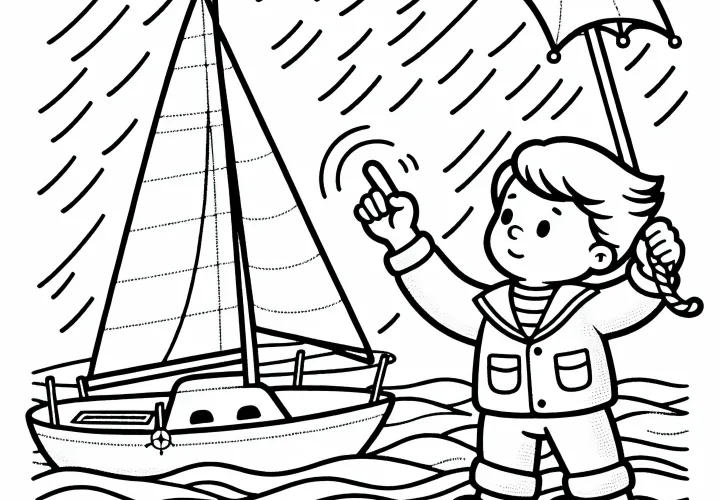 Рисунок для раскрашивания парусников простой бесплатный