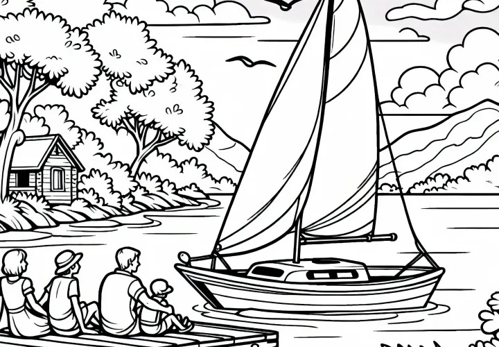 Парусник в море – раскраска бесплатно