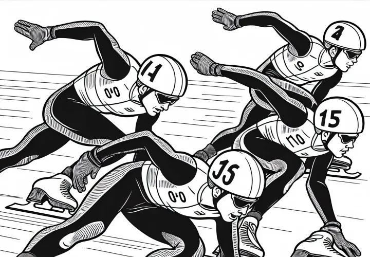 Speed skater in short track – download free coloring page