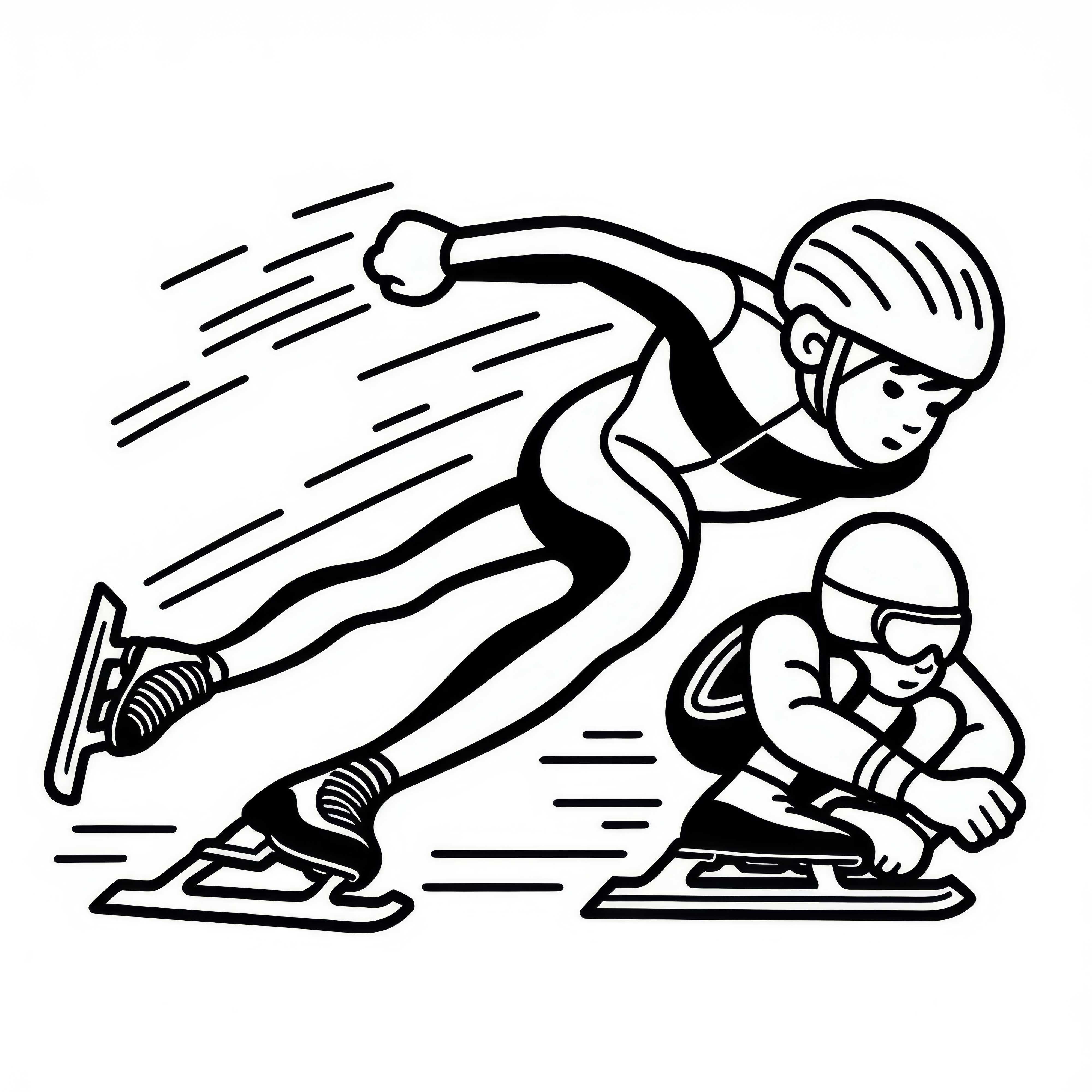 Shorttrack-Skater überholt Konkurrenten – Malvorlage kostenlos