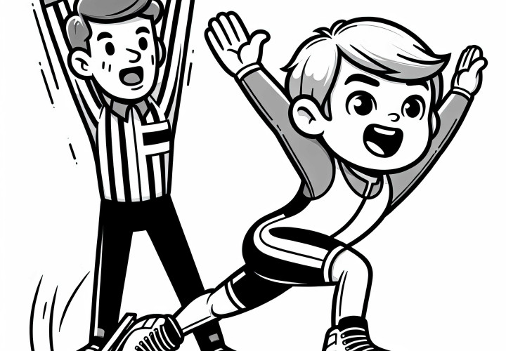 Shorttrack Schiedsrichter signalisiert Disqualifikation nach Rennen – Malvorlage gratis