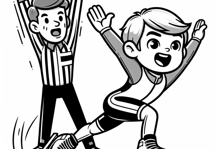 Short track referee signals disqualification after the race – Free coloring template