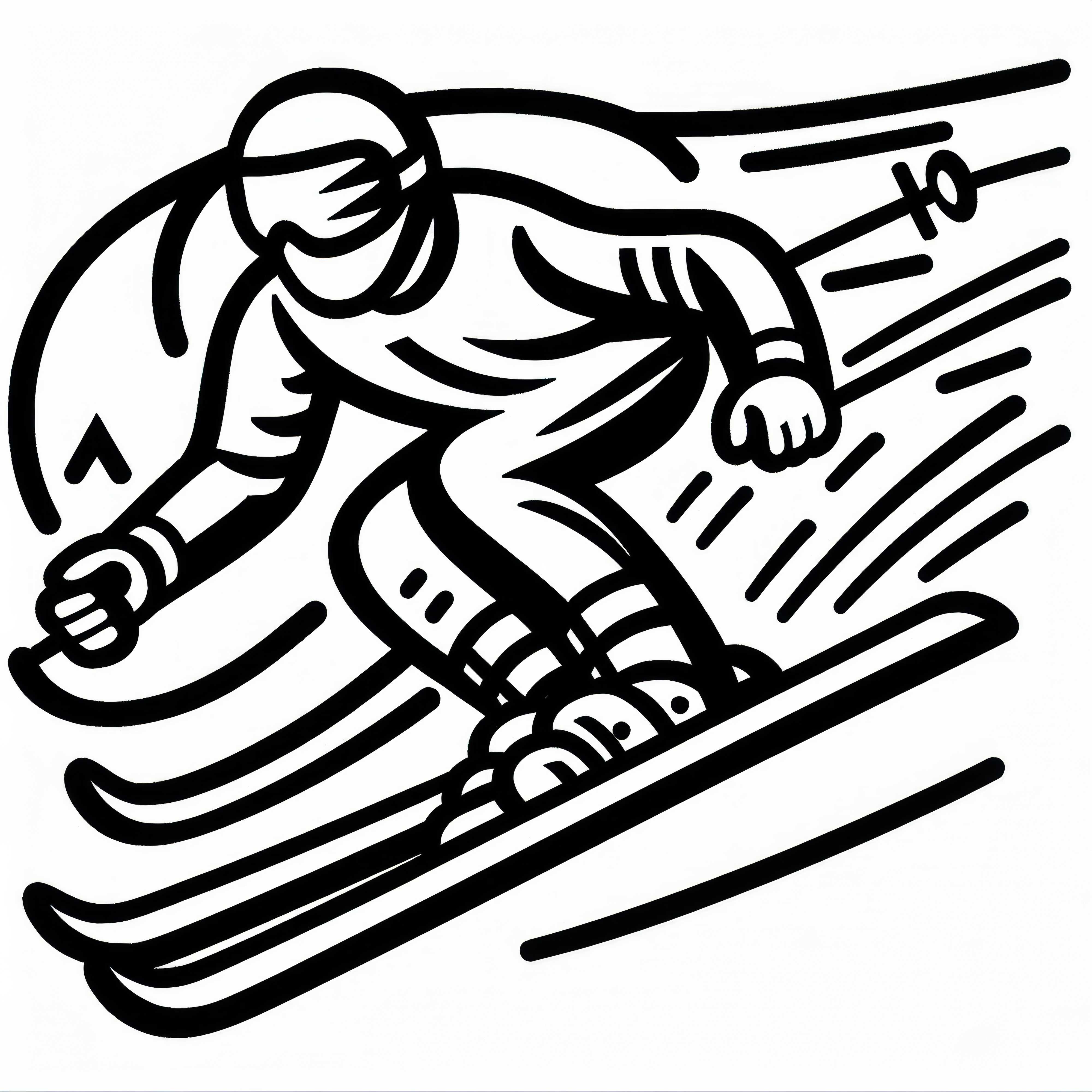 Athlet beim Ski-Alpin als Ausmalbild – Einfach und Kostenlos