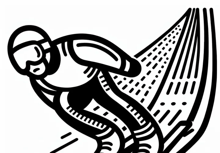 Лыжник мчится по трамплину – Бесплатная раскраска для детей