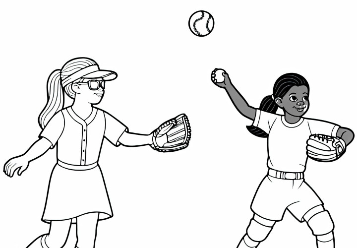 Gambar Mewarnai Pemain Softball Gratis