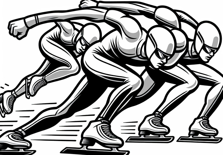 Plantilla de dibujo gratis de grupo de patinadores de velocidad Plantilla para colorear de un grupo de patinadores de velocidad gratis