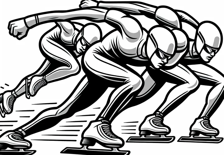 Group Speedskaters Coloring Page Free