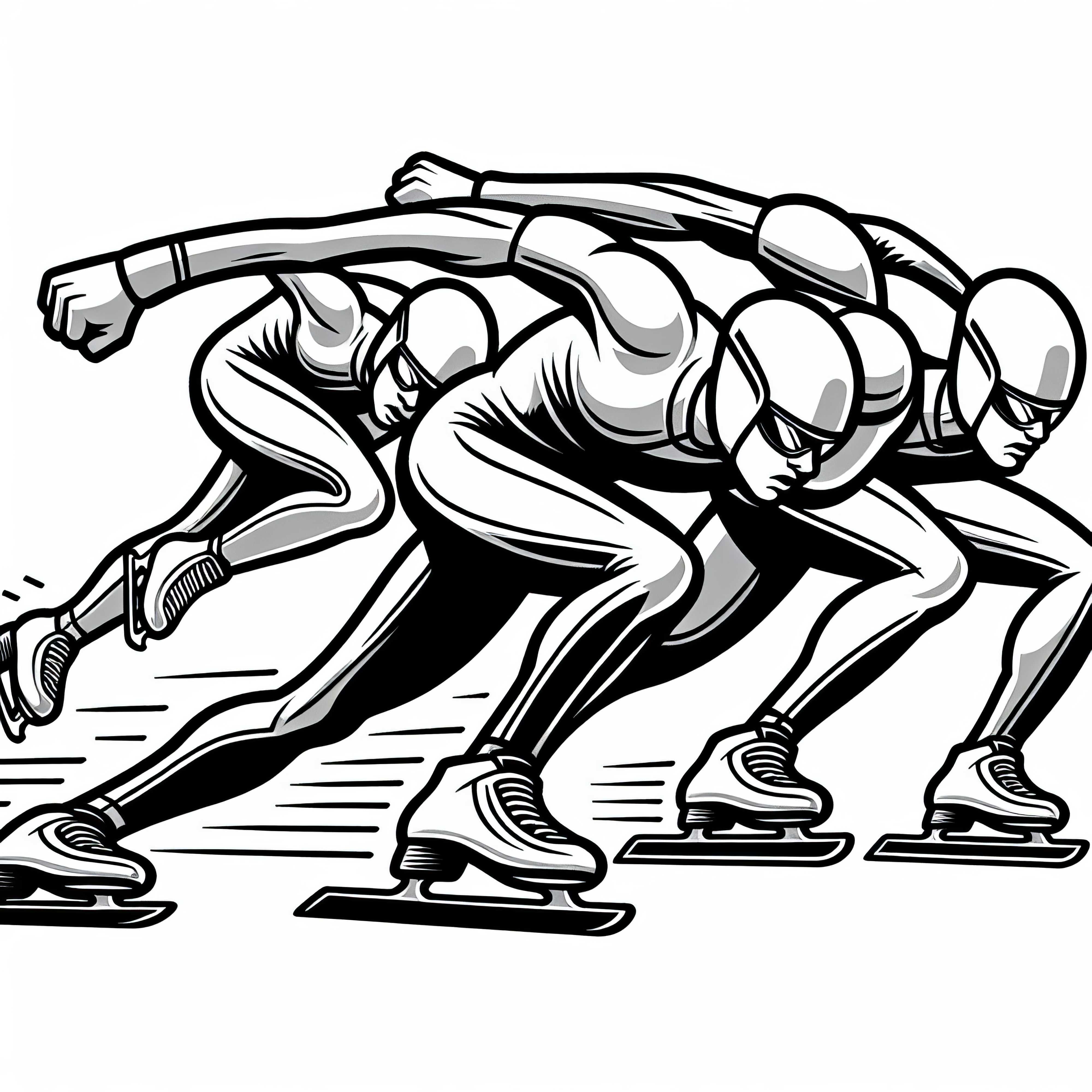 Plantilla de colorear gratis para grupo de patinadores de velocidad