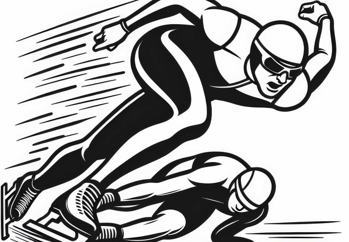 Patinador de velocidad adelanta a un competidor - plantilla para colorear gratis Patinador de velocidad adelanta a competidores - Plantilla para colorear gratis