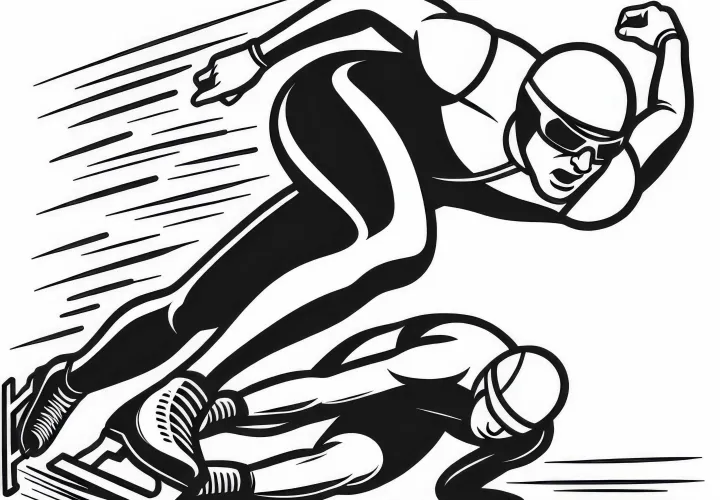 Speed skater overtakes competitor - free coloring page