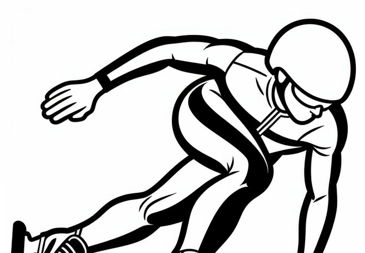 El patinador de velocidad se desliza a alta velocidad - dibujo para colorear gratis El patinador de velocidad se desliza a gran velocidad - Imagen para colorear gratis