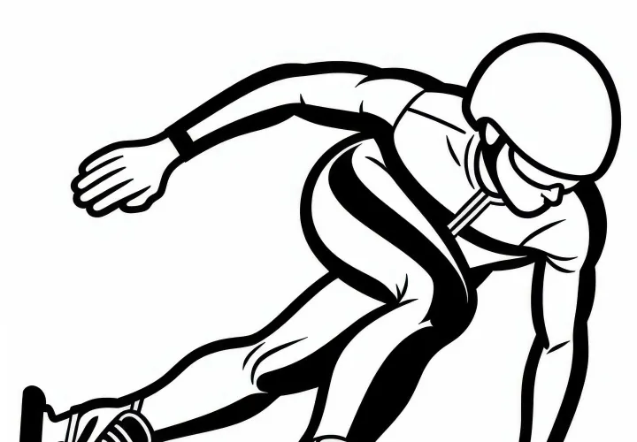Speed skater glides at high speed - Free coloring page