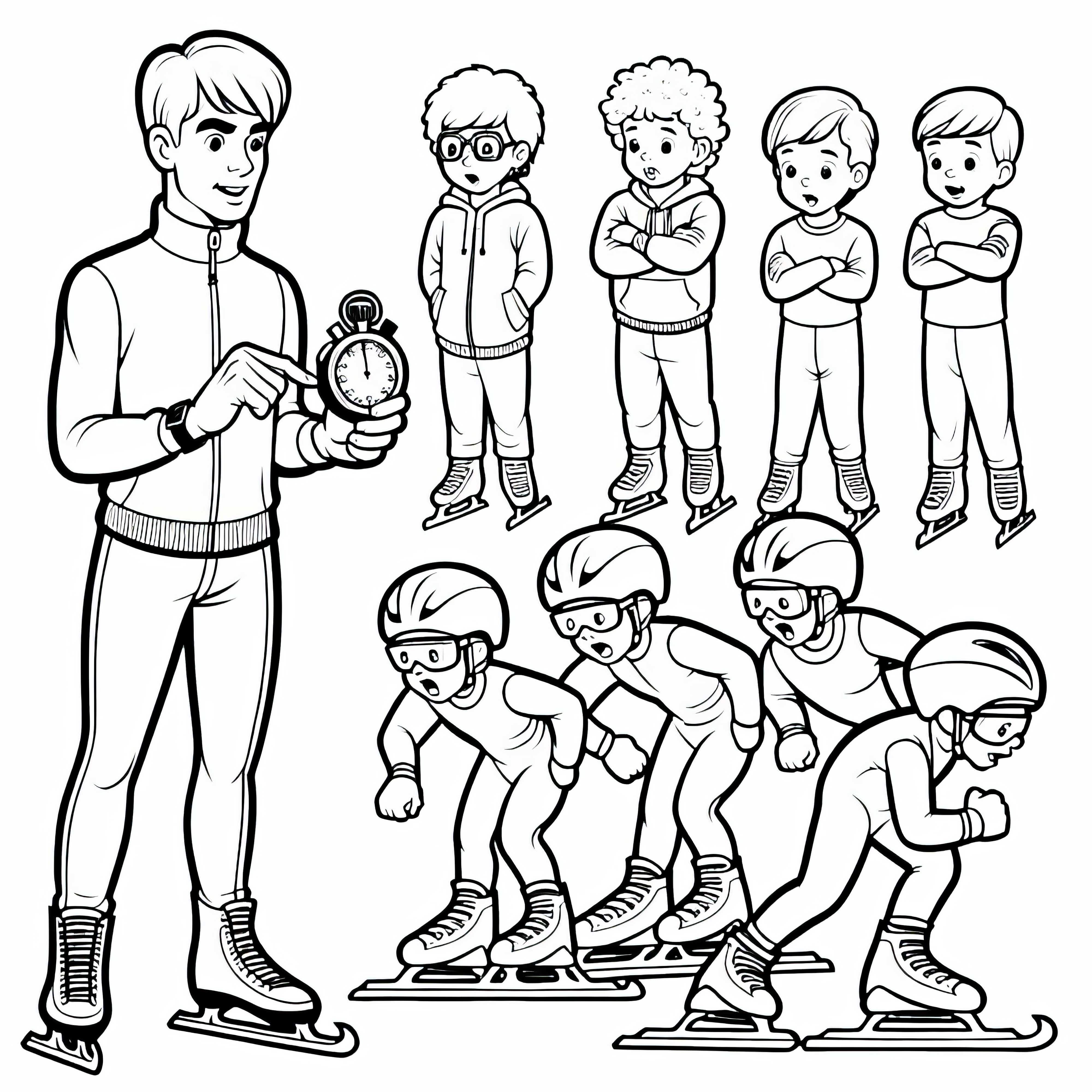 Plantilla para colorear de entrenador de patinaje de velocidad gratis