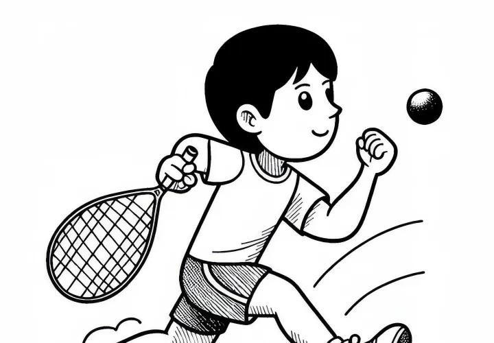 Squash Player Coloring Page Free