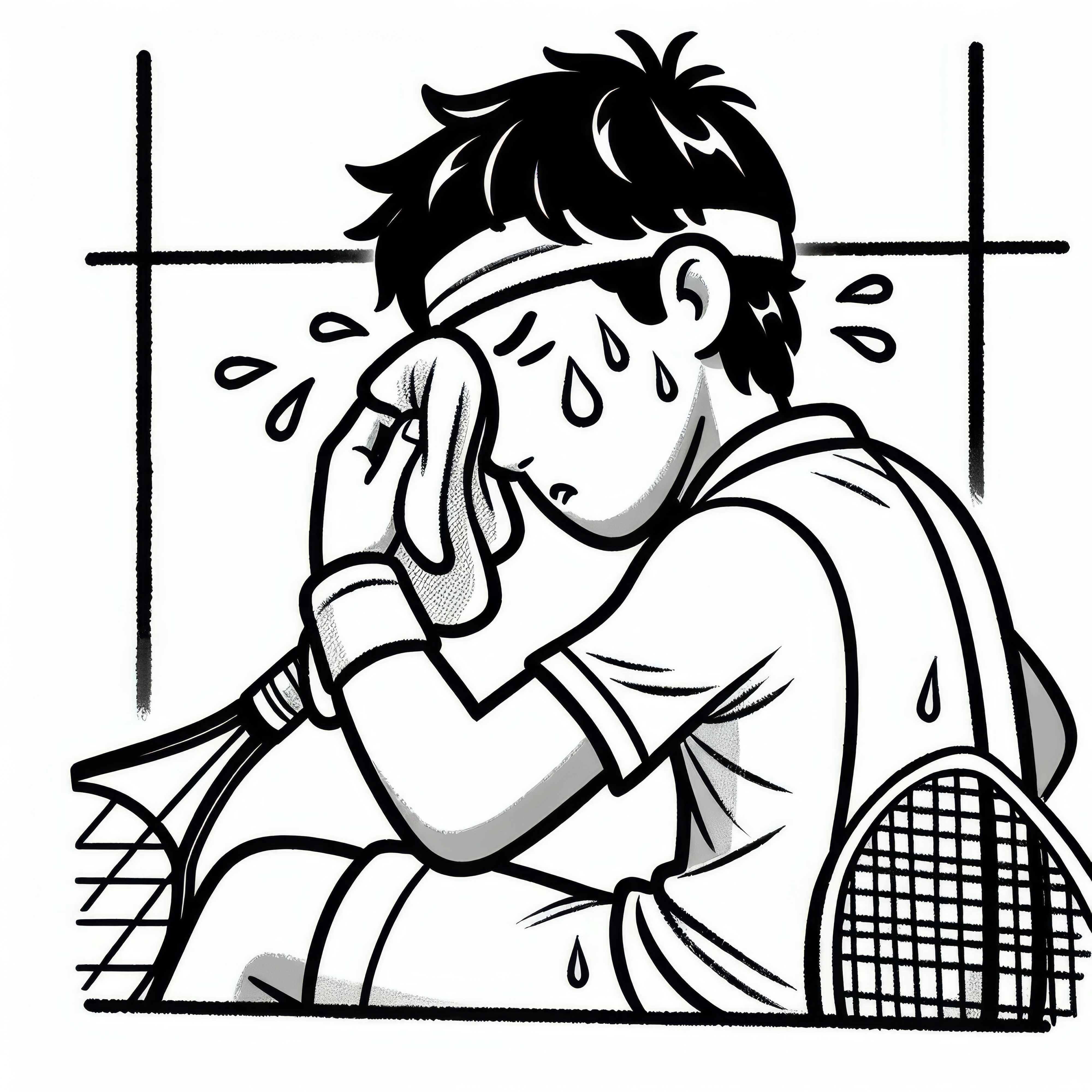 Squash player wipes sweat from his forehead after the match – Free coloring page