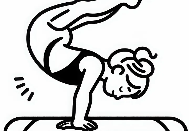 Gymnastics performance flick-flack on floor mat – free coloring page