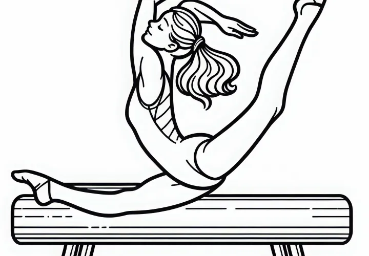 Gymnasts show split position - Free coloring page