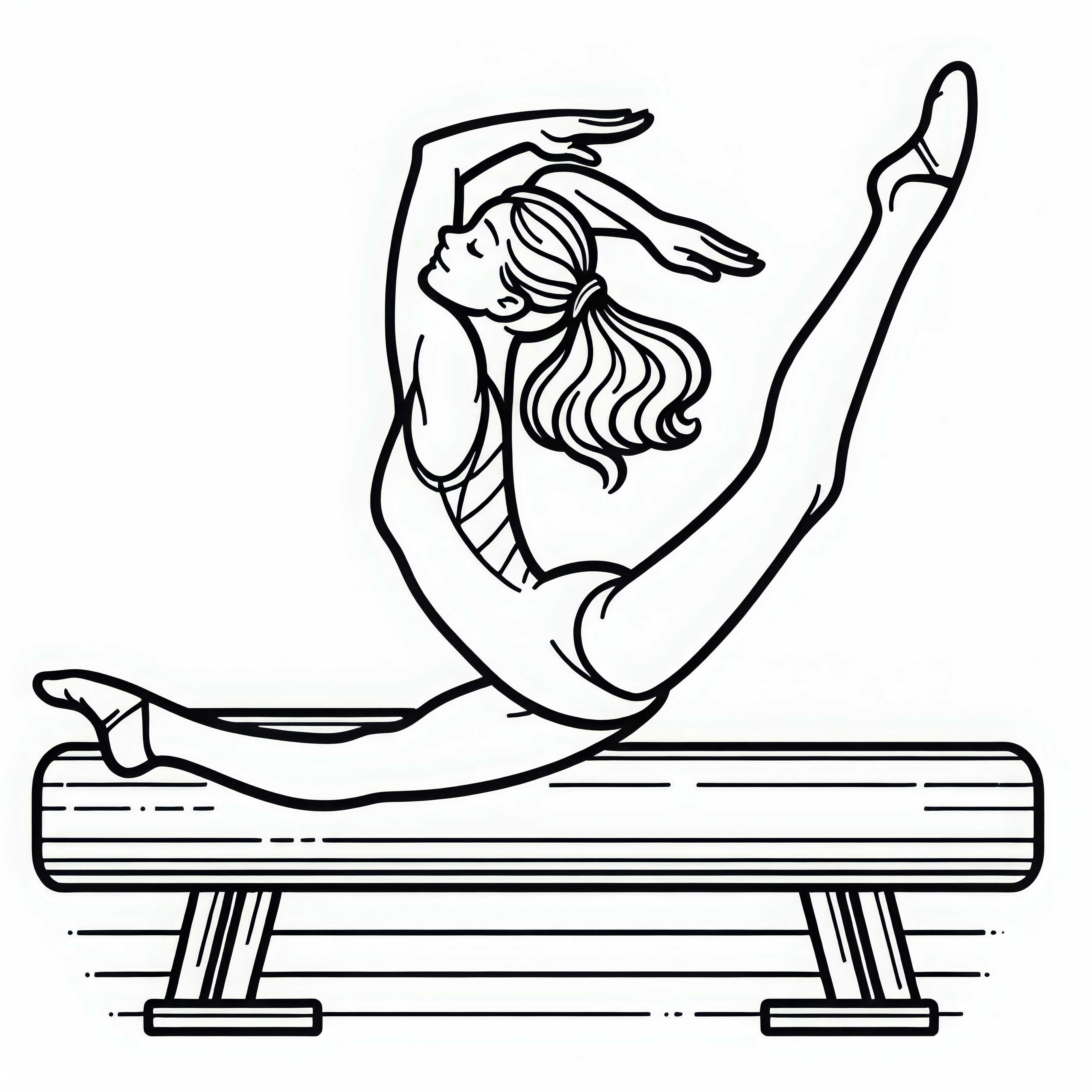 Turnere viser spagatfigur – Fargeleggingsmal gratis