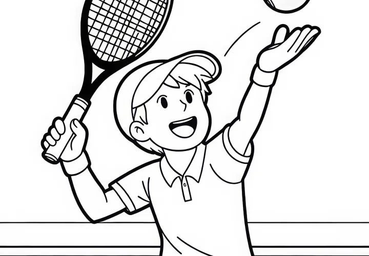 Download a free coloring page of a tennis player