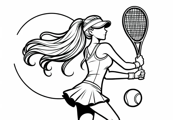 Free coloring page of a female tennis player