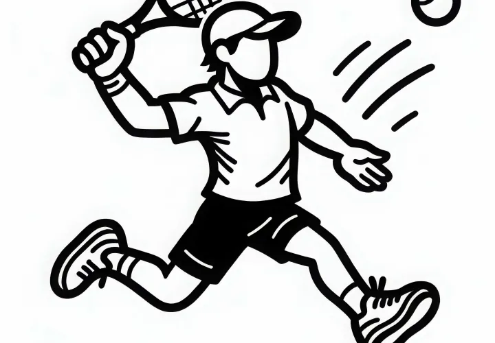 Tennis Player Coloring Page Simple Free