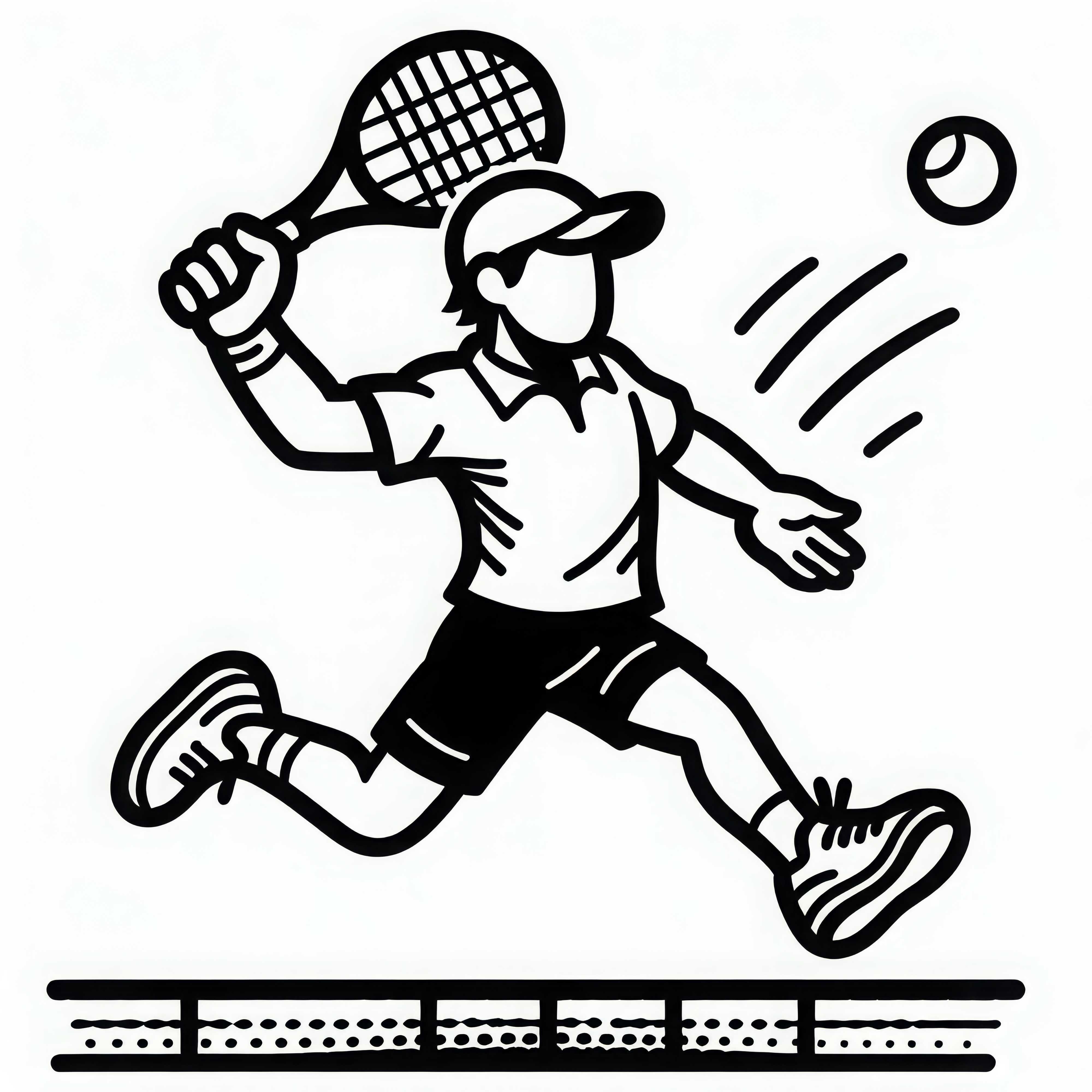 Dessin à colorier de joueur de tennis simple et gratuit