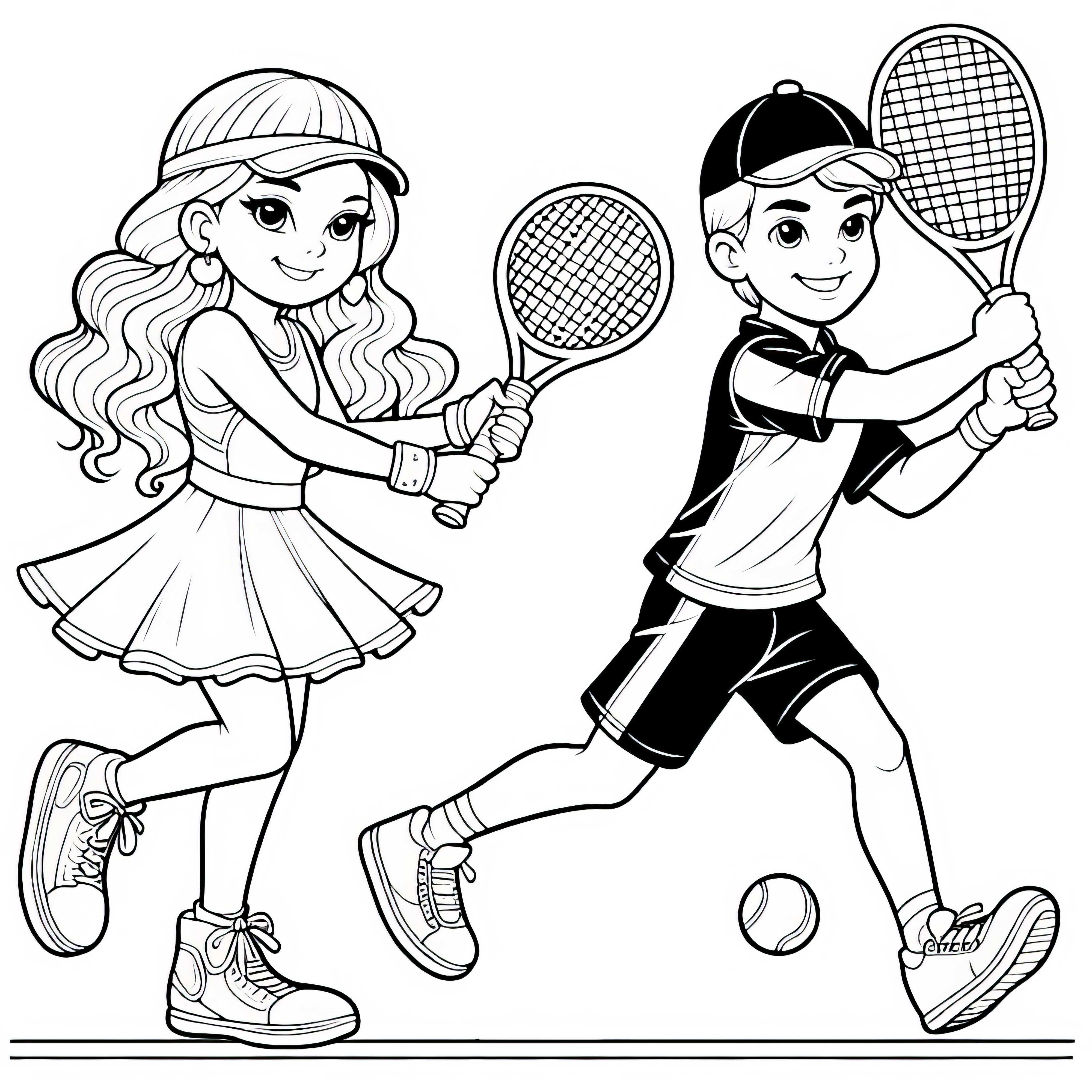 Baixe gratuitamente uma imagem para colorir de dois jogadores de tênis