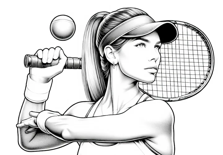 Tennis player as a coloring page - realistic and free to download