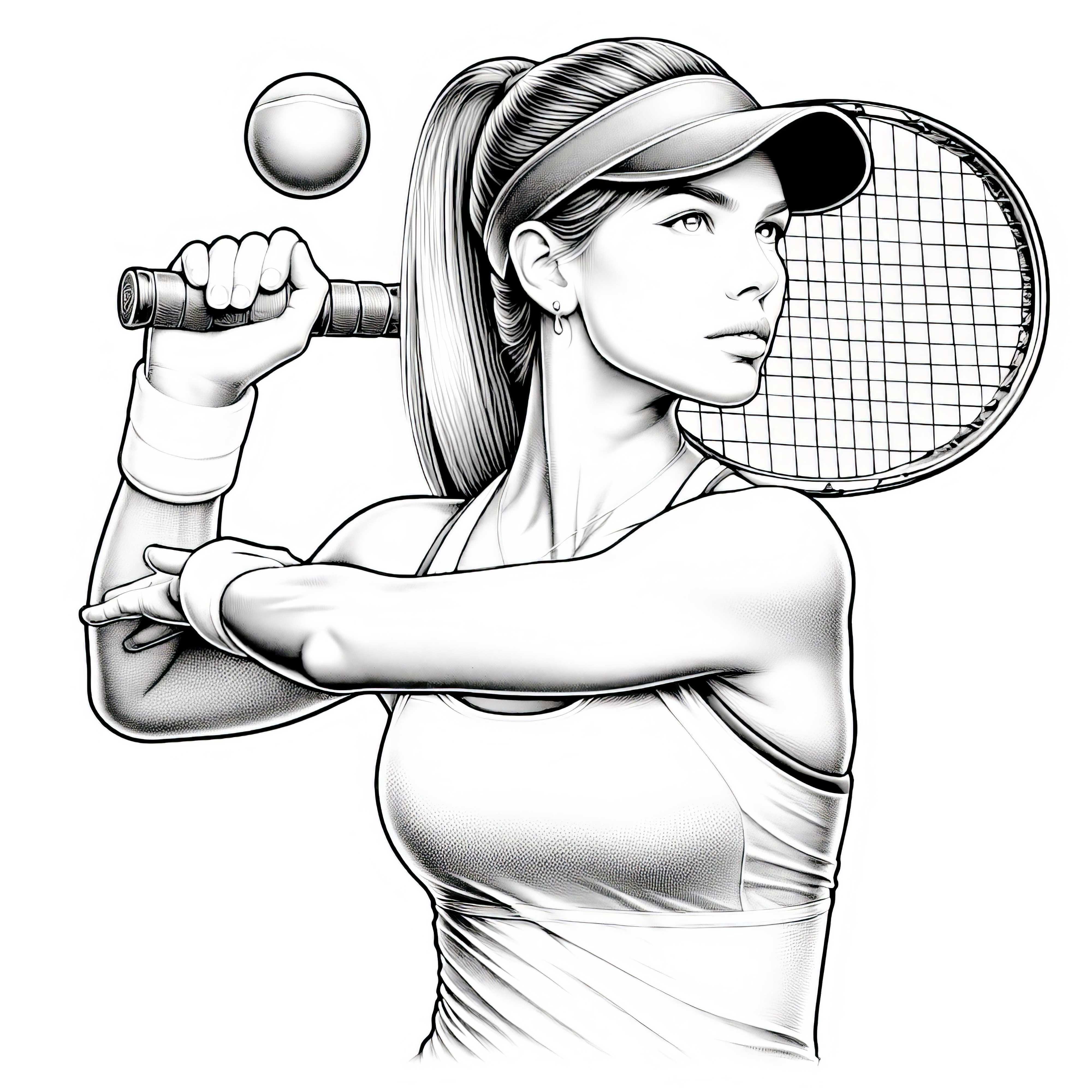 Joueuse de tennis en image à colorier - Réaliste et à télécharger gratuitement