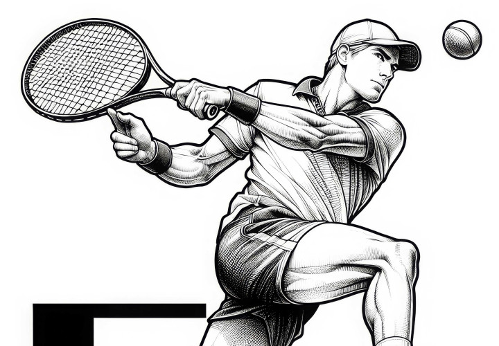Desenho para colorir de jogador de tênis - Rico em detalhes e gratuito