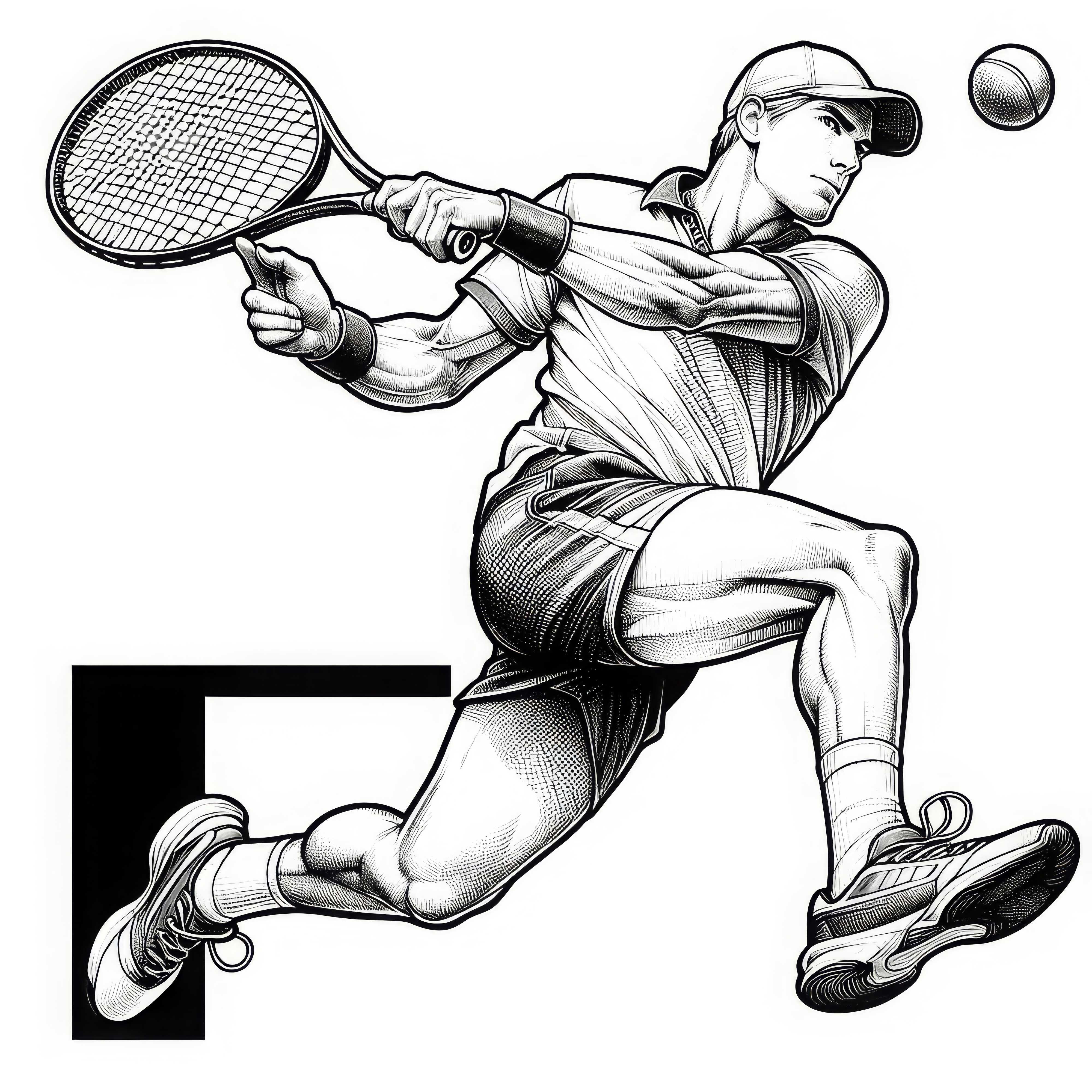 Desenho para colorir de jogador de tênis - Rico em detalhes e gratuito